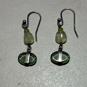 Silpada W1836/Sterling - Green Bead Dangle Earrings